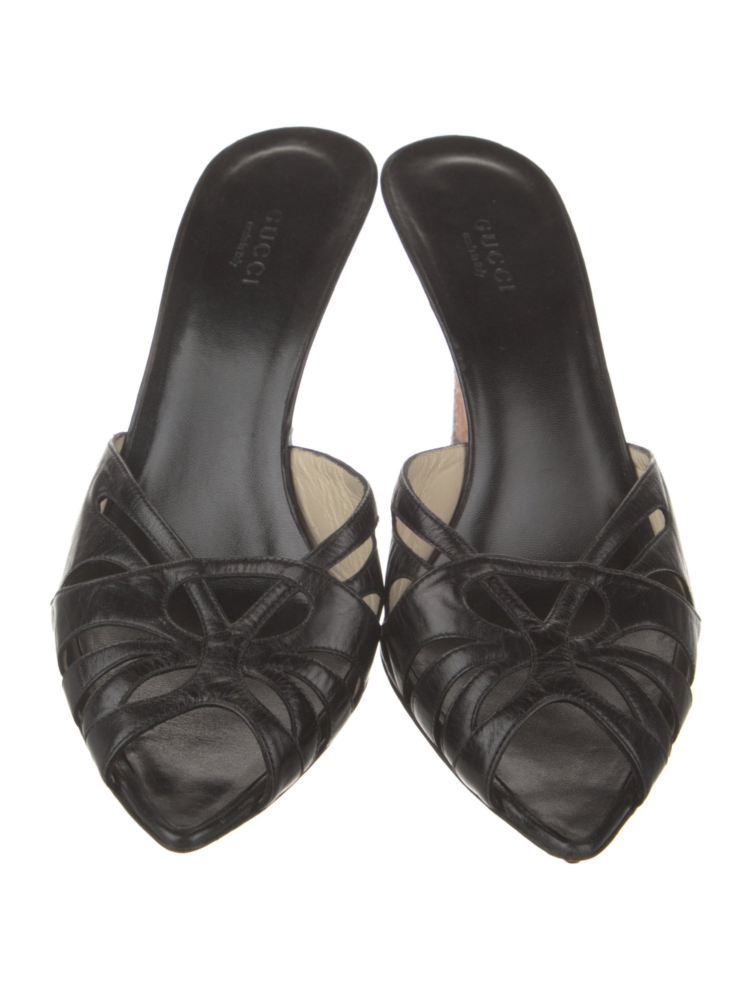 Gucci Leather Cutout Accent Slides